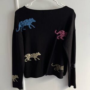 Philosophy Black Sweater with Blue and Tan Accents